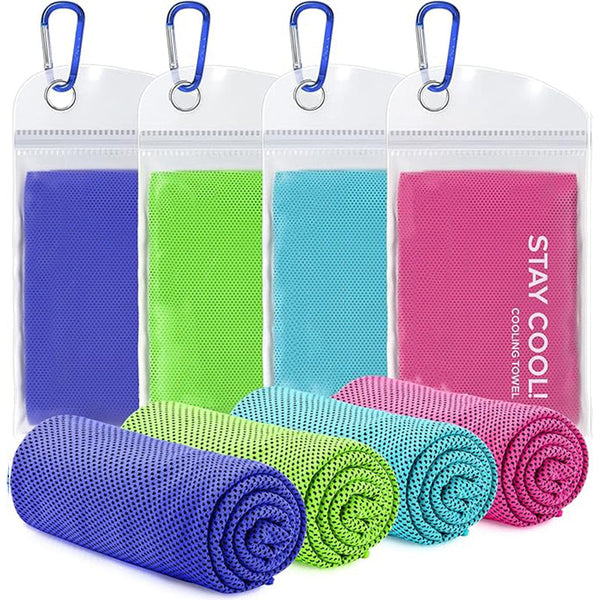 TWS 4 Pack Cooling Towel, Soft Breathable Chilly Microfiber Towel for Work, Outdoor, Workout